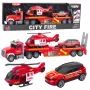 LEAN TOYS Tuletõrjeauto Puksiirauto Helikopter Auto Tuled Helid Punane
