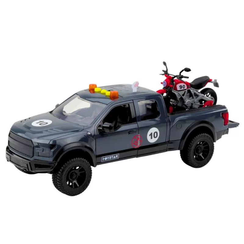 LEAN TOYS Pickup Truck With Engine Lights Sounds Gray 1:12