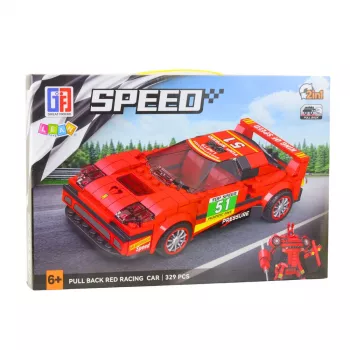 LEAN TOYS Ehitusklotsid Auto Robot 2in1 Punane Vedav 329 tk.