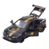 LEAN TOYS Sports Car Metal Pull-Back Drive Lights Sounds Black 1:32