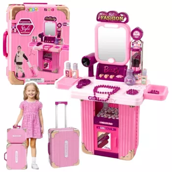 LEAN TOYS Meigitoolide komplekt kohvris 2 in 1 roosa