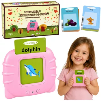 LEAN TOYS English Word Learning Card Reader Educational Toy Pink
