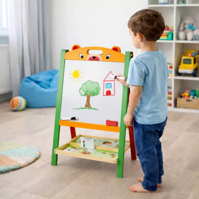 LEAN TOYS Kahepoolne Magnetiline Õppekriiditahvel 2 in 1 Markerite, Tähtede ja Numbritega