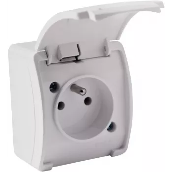 VIPLAST KOALA Üksik pinnakontakt maandusega ja klapiga, valge, IP44 161-01