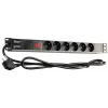 GETFORT LGF-06-Z 19-tolline 1U 6-pistikupesaga Schuko toitejaotuse seade (PDU) - 1,8 m kaabel, 16 A, 230 V, must
