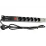 GETFORT LGF-06-Z 19-tolline 1U 6-pistikupesaga Schuko toitejaotuse seade (PDU) - 1,8 m kaabel, 16 A, 230 V, must