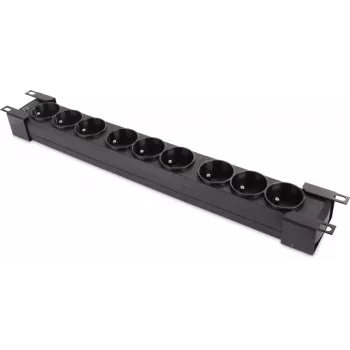 Getfort GF-9R30/FR 9-pistikupesaga 1U riiulisse paigaldatav toiteplokk prantsuse pistikupesadega, 3m kaabel, 16A, must