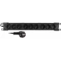 Getfort GF-9R30/FR 9-pistikupesaga 1U riiulisse paigaldatav toiteplokk prantsuse pistikupesadega, 3m kaabel, 16A, must