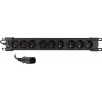 Getfort GF-9R30/IEC 1U 19-tolline riiuli PDU 9x IEC C13 pistikupesaga, 16A, 3m kaabel, must