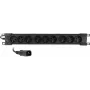 Getfort GF-9R30/IEC 1U 19-tolline riiuli PDU 9x IEC C13 pistikupesaga, 16A, 3m kaabel, must