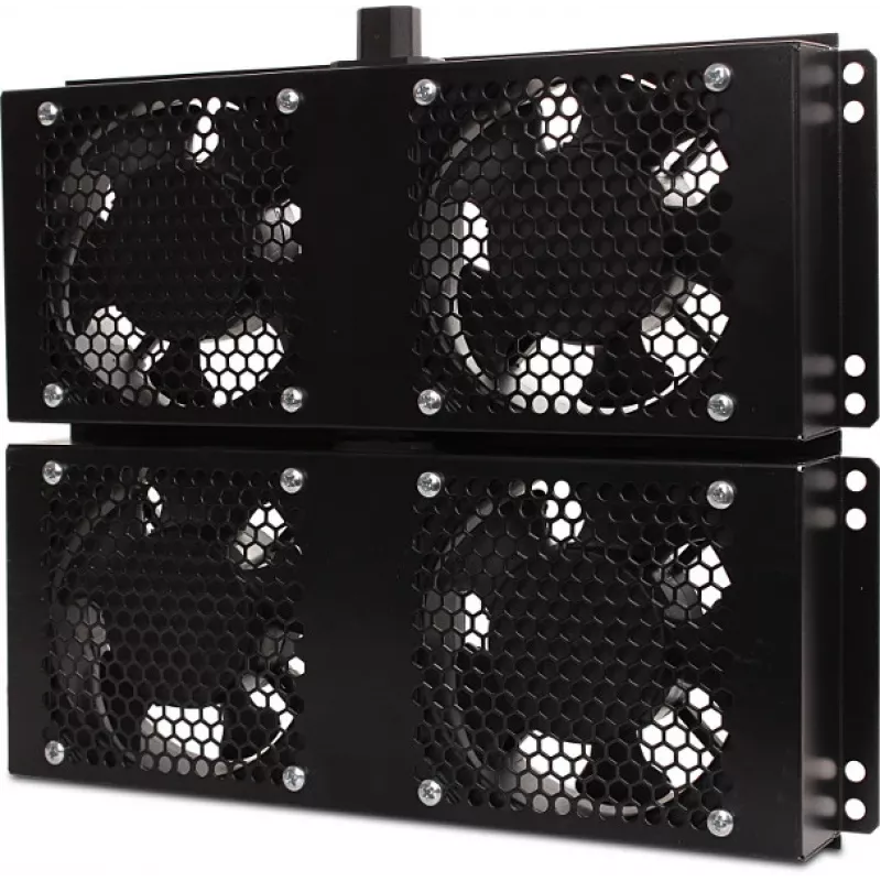 Getfort GF-FAN4 2U 19-tolline riiulisse paigaldatav ventilatsioonipaneel 4 ventilaatoriga, 120mm, 230V, must
