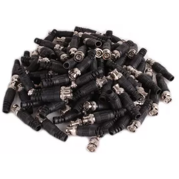 BNC isakonnektor RG-59 koaksiaalkaabli jaoks, 75 oomi, keeratav, plastkorpus, must, 100 tk