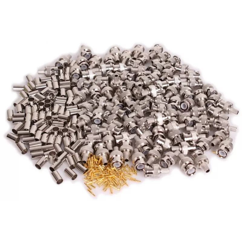 GETFORT BNC-Z RG59 Crimp BNC Male Plug RG59 koaksiaalkaabli jaoks, 100 tk