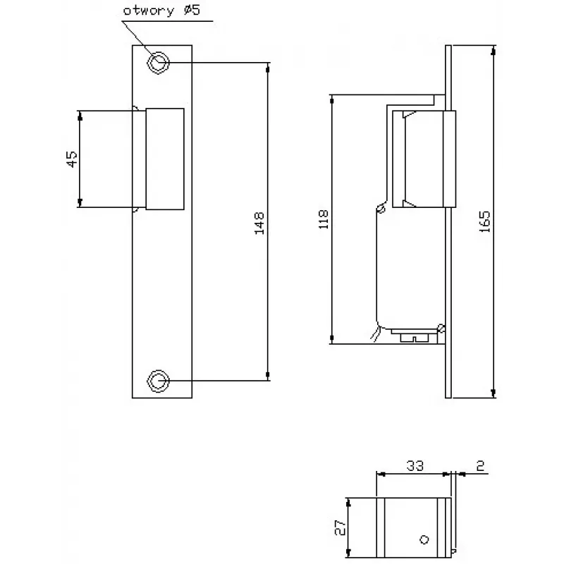 ELEKTRA-PLUS R2 Narrow Left Electric Door Strike, Fail-Secure, 10-24V AC/DC, 3000N Holding Force