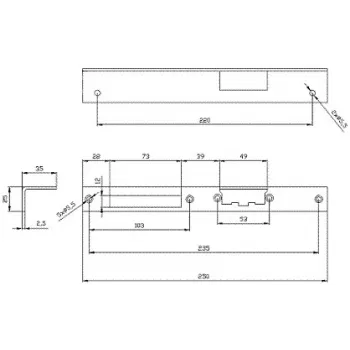 ELEKTRA-PLUS Nurgeline pikk paremakäeline uksekaunistus, pruun, 240x40 mm, teras, värvitud, Euro-profiiliga silindrilukule, pinnale paigaldatav, siseuksele, seeria 2423