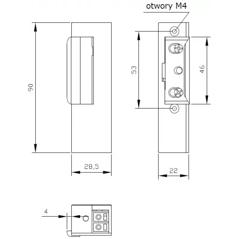 ELEKTRA-PLUS R3-12.40P Paremakäeline Turvalukk (Fail-Secure) mälufunktsiooniga, 12V AC/DC, 3000N hoidmisjõud