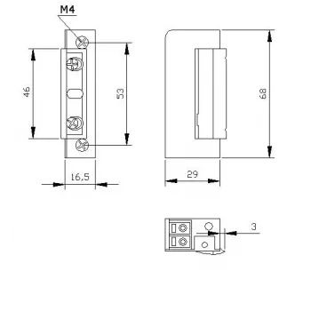 ELEKTRA-PLUS R5 Elektriline lukustus Sümmeetriline Kitsas 16.5mm Ilma Lukuta 12V AC/DC