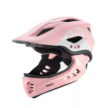 ROCKBROS TT-32002 Rabbit laste konverteeritav kiiver eemaldatava lõuakaitsega, suurus M (54-58 cm), roosa