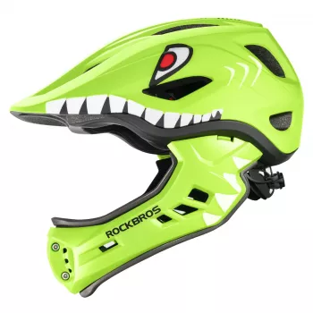 ROCKBROS TT-32004 Shark laste jalgrattakiiver eemaldatava lõuakaitsega, suurus M (54-58 cm), roheline