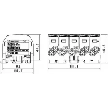 SIMET SIMBLOCK SCB 25-5X Jaotusplokk Al/Cu 80/150 1x10-25mm² 5x1.5-16mm² Hall