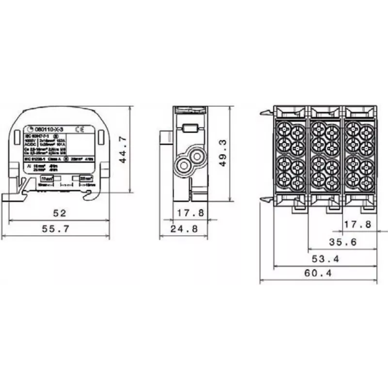 SIMET SCB 25 Harujaotusklemm Al/Cu 80-110 SIMBLOCK, sinine 81501003
