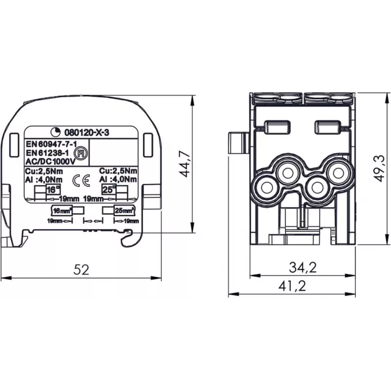 SIMET SCB 25-2 Al/Cu 80-120 SIMBLOCK Jaotusplokk - Hall 81505002