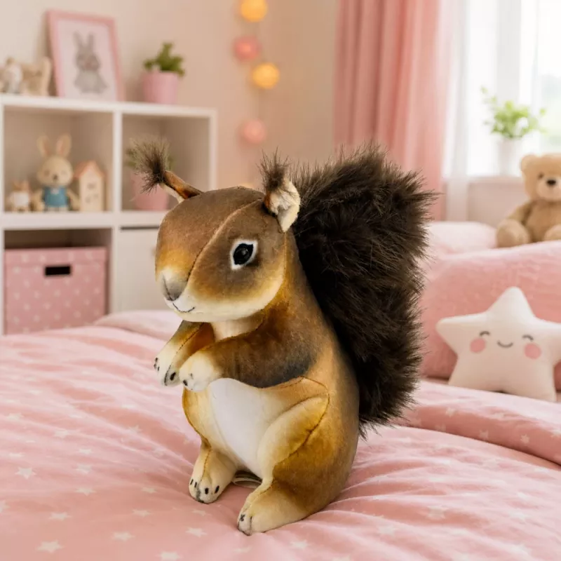 LEAN TOYS Plush Squirrel Mascot Cuddly Toy Realistic Brown 22 cm