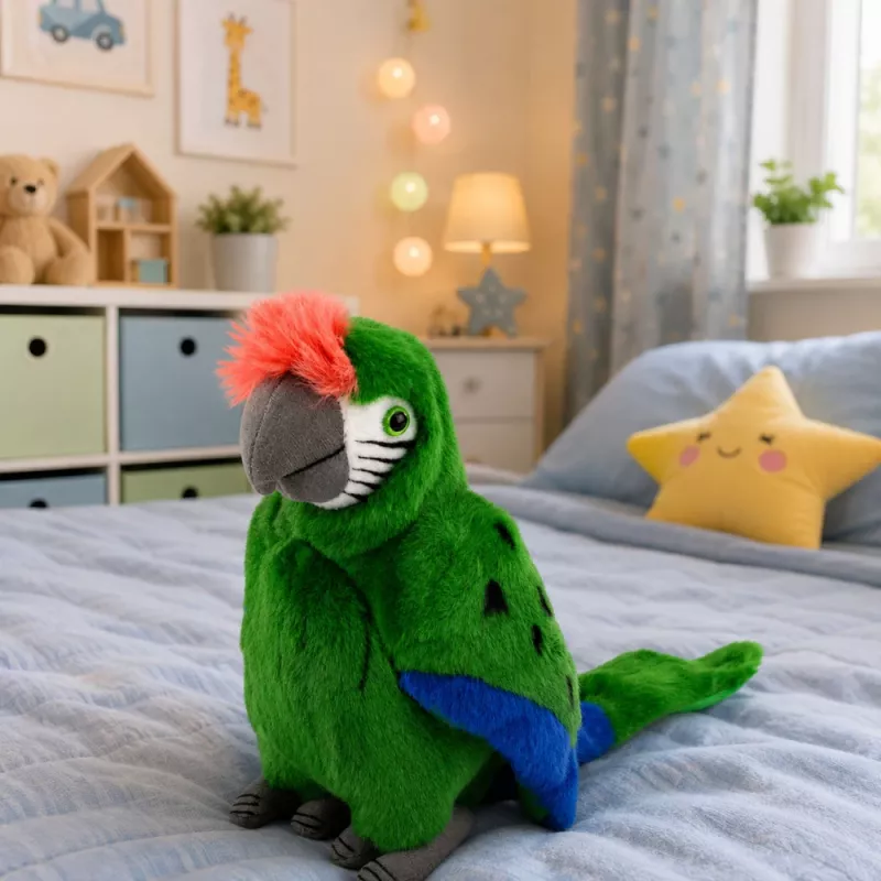 LEAN TOYS Plush Papagoi Aara Eksootiline Lind Mascot Pehme Mänguasi Roheline 24 cm