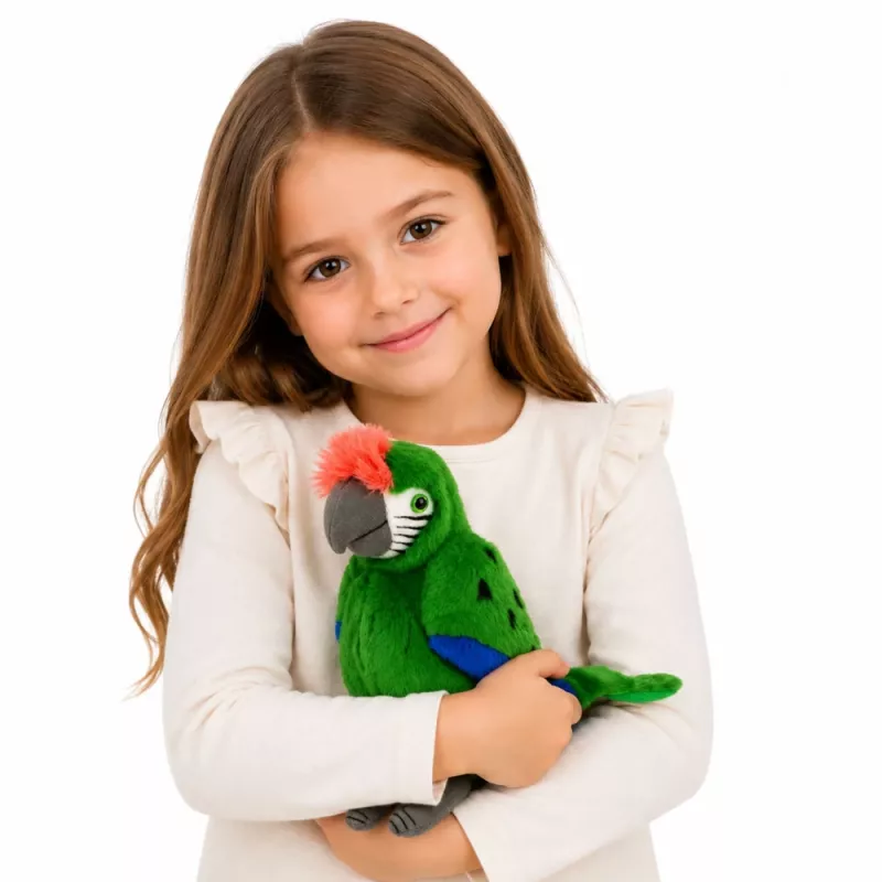 LEAN TOYS Plush Papagoi Aara Eksootiline Lind Mascot Pehme Mänguasi Roheline 24 cm