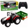 LEAN TOYS RC kaugjuhitav põllumajandustraktor külvikuga tuledega punane 1:24