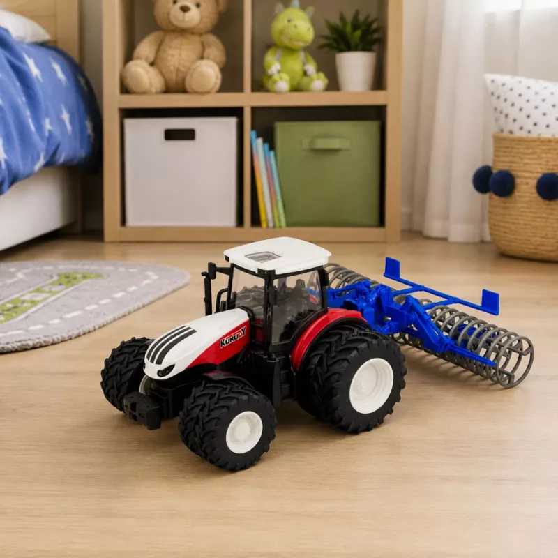 LEAN TOYS Kaugjuhitav Traktor Rulliga RC Tuled Punane 1:24