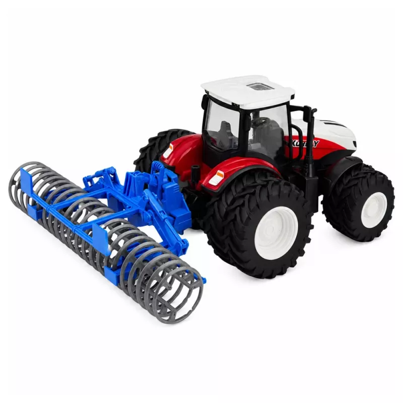 LEAN TOYS Kaugjuhitav Traktor Rulliga RC Tuled Punane 1:24