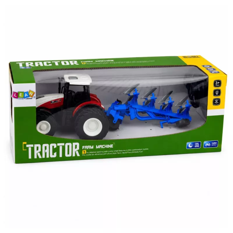 LEAN TOYS RC kaugjuhitav põllumajandustraktor topeltadraga punane 1:24