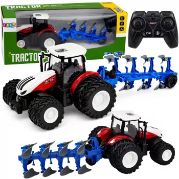 LEAN TOYS RC kaugjuhitav põllumajandustraktor topeltadraga punane 1:24