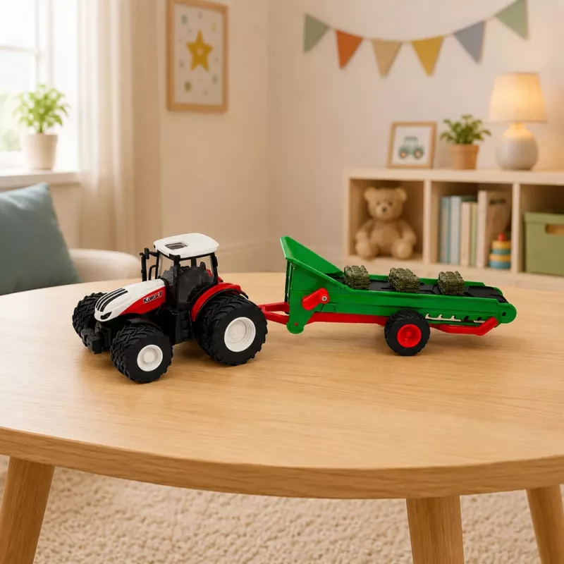 LEAN TOYS Kaugjuhitav Põllumajandustraktor Konveierlindiga RC Heina Pallid Tuled 1:24