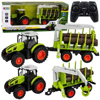 LEAN TOYS RC kaugjuhitav traktor metsahaagise ja puidukäpaga 1:24