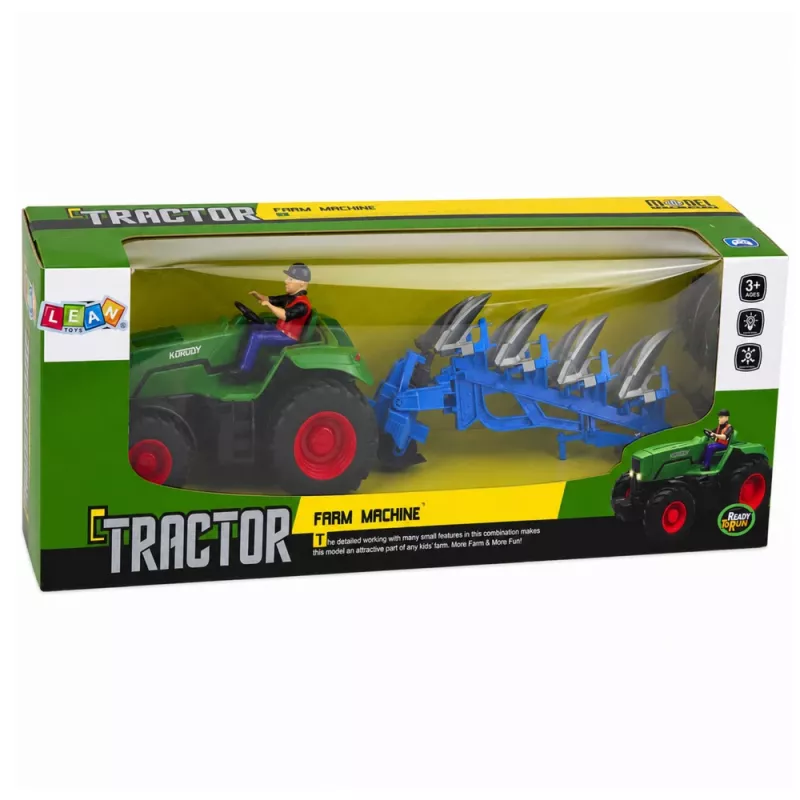LEAN TOYS RC Traktor adra ja talupidajaga Kaugjuhitavate tuledega Roheline 1:24