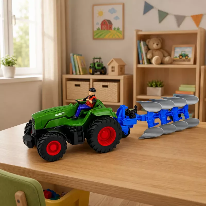 LEAN TOYS RC Traktor adra ja talupidajaga Kaugjuhitavate tuledega Roheline 1:24