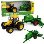 LEAN TOYS Põllumajandustraktor koos külviku ja kultivaatoriga Tuled Helid Kollane 1:24