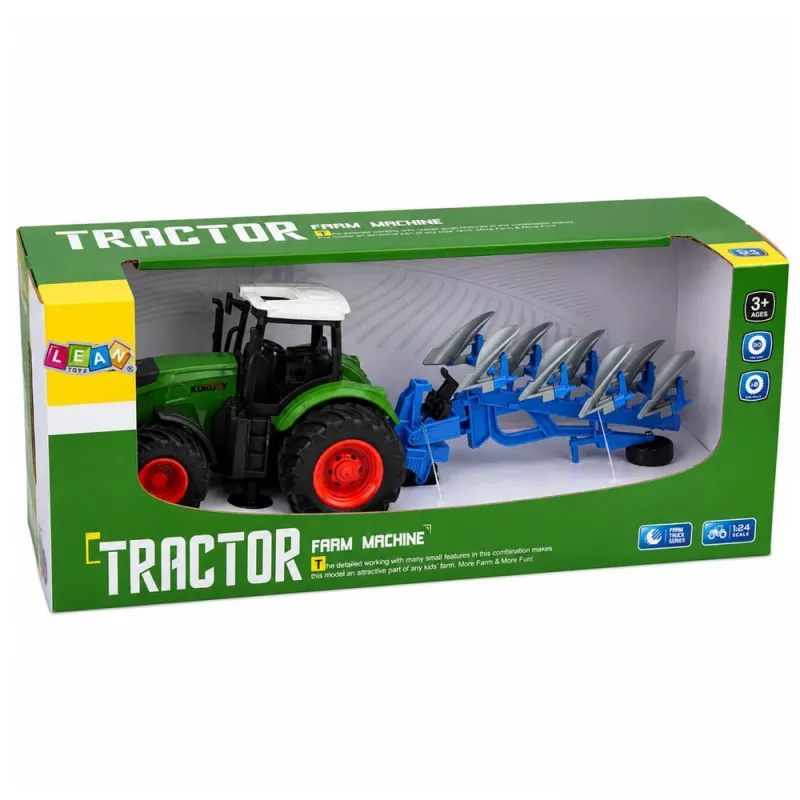 LEAN TOYS Põllumajandustraktor topeltadraga kummiratastel roheline 1:24