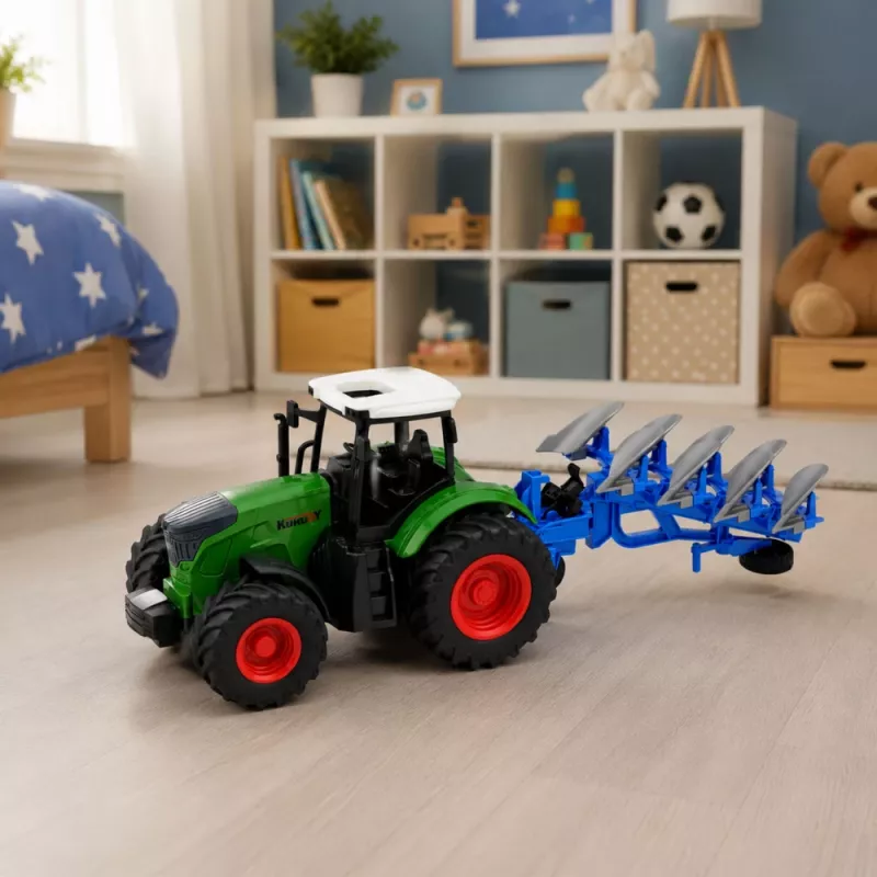 LEAN TOYS Põllumajandustraktor topeltadraga kummiratastel roheline 1:24