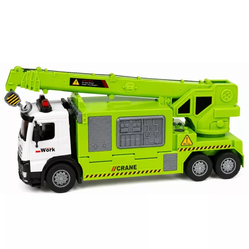 LEAN TOYS Veoauto kraana ja autotransportööriga Tuled Helid Roheline