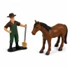 LEAN TOYS Põllumajanduslik Kombain koos Koristusagregaadi ja Adraga, Talupidaja Figuurid, Hobune, Tuled ja Helid, 4 tk.
