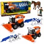 LEAN TOYS Põllumajanduslik Kombain koos Koristusagregaadi ja Adraga, Talupidaja Figuurid, Hobune, Tuled ja Helid, 4 tk.