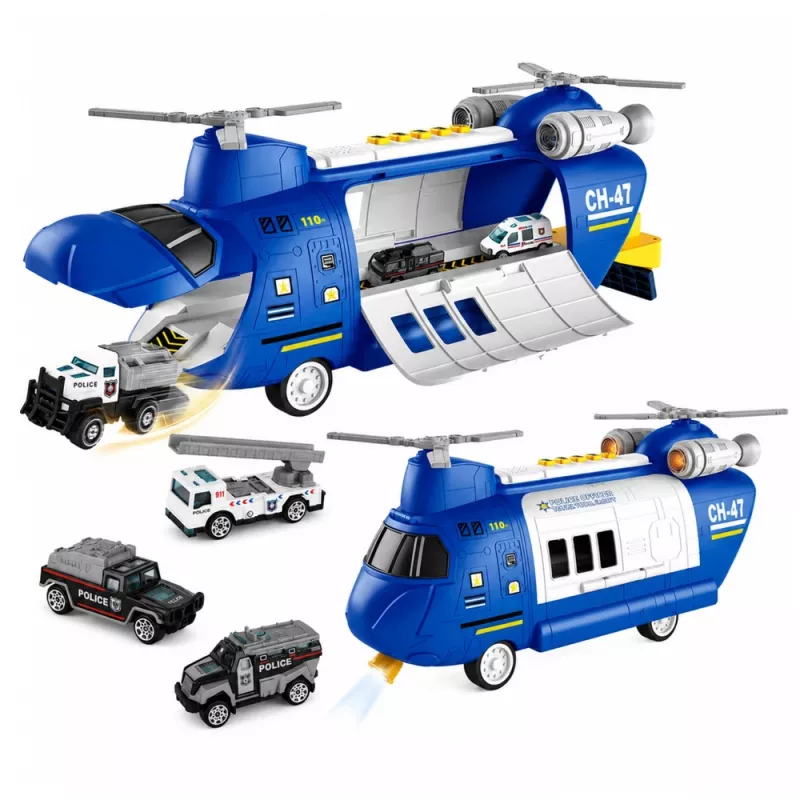 LEAN TOYS Kokkupandav Politsei Transpordilennuk Autode, Tulede ja Helidega