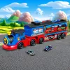 LEAN TOYS Locomotive Transporter with Cars Track Launcher Ramp Lights Sounds