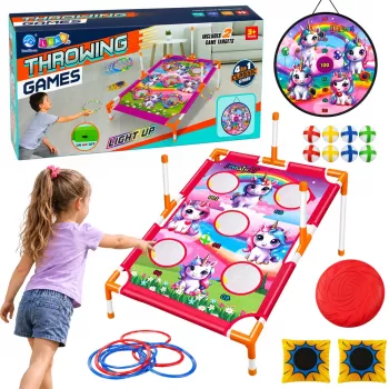 LEAN TOYS 4-in-1 Unicorn Target Toss Game with Rings and Discs