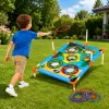 LEAN TOYS 4-in-1 Sihtmärgi viskeoskusmäng laua, kottide, rõngaste ja frisbeega