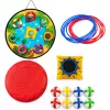 LEAN TOYS 4-in-1 Sihtmärgi viskeoskusmäng laua, kottide, rõngaste ja frisbeega