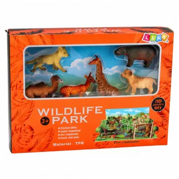 LEAN TOYS Metsloomade Figuuride Komplekt Rebane Kaelkirjak Jõehobu Hirv Park 3D Laud